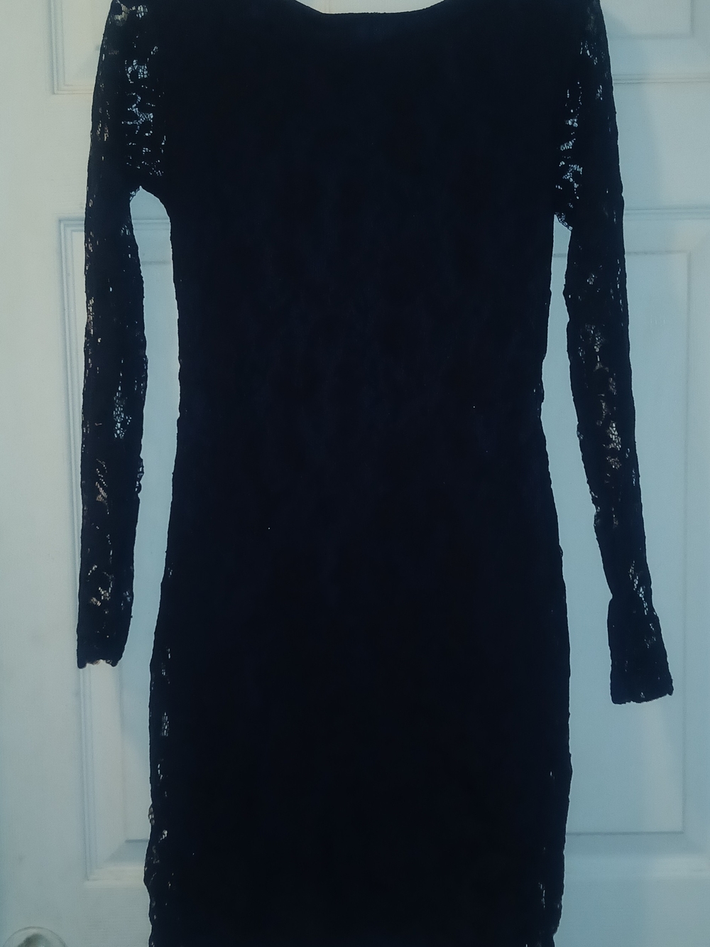 Women's Black Lace Long-Sleeve Bodycon Dress